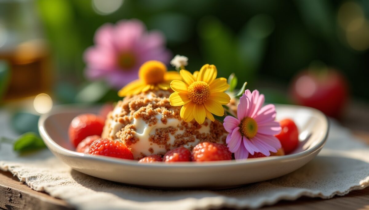 Délices Naturels : Desserts Santé Sublimés par des Fleurs Comestibles Sans Sucre
