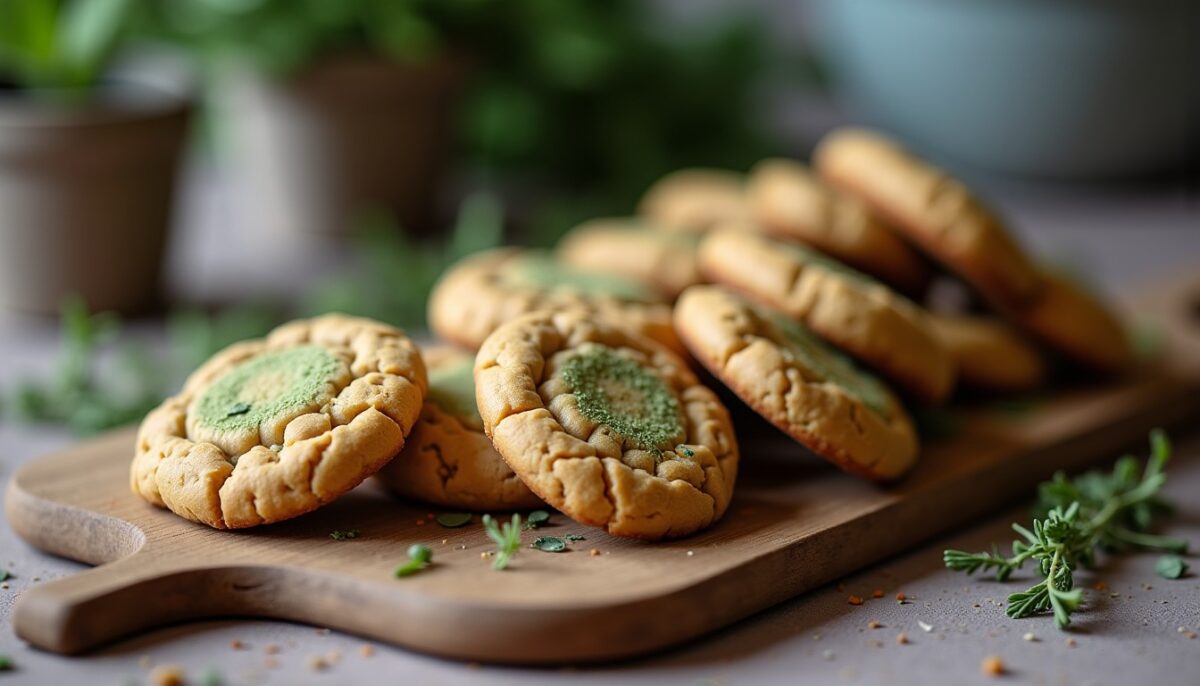 Délicieux cookies vegan aux noisettes et spiruline, sans gluten
