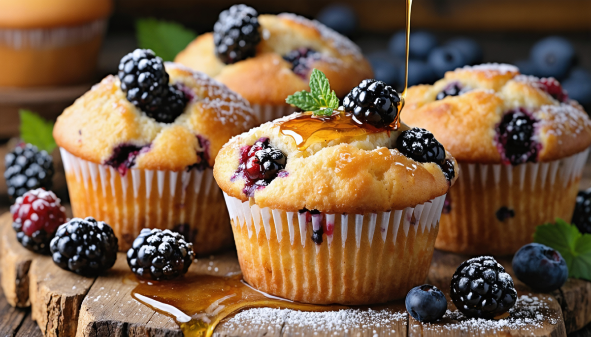 découvrez notre recette facile et saine de muffins aux mûres et miel, sans beurre, pour un plaisir gourmand et léger à chaque bouchée.