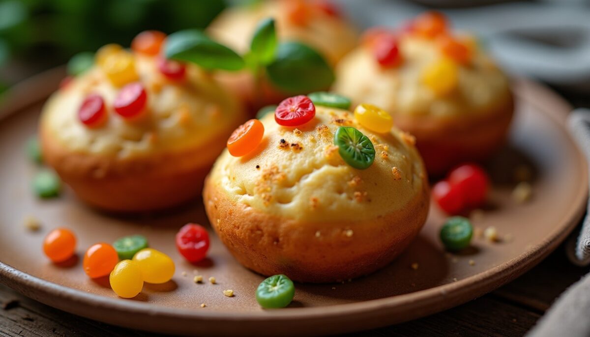 Délices de petits pains garnis aux poivrons colorés