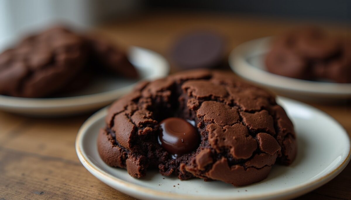 Délices fondants : Cookies chocolat intense au cœur de beurre de cacahuète