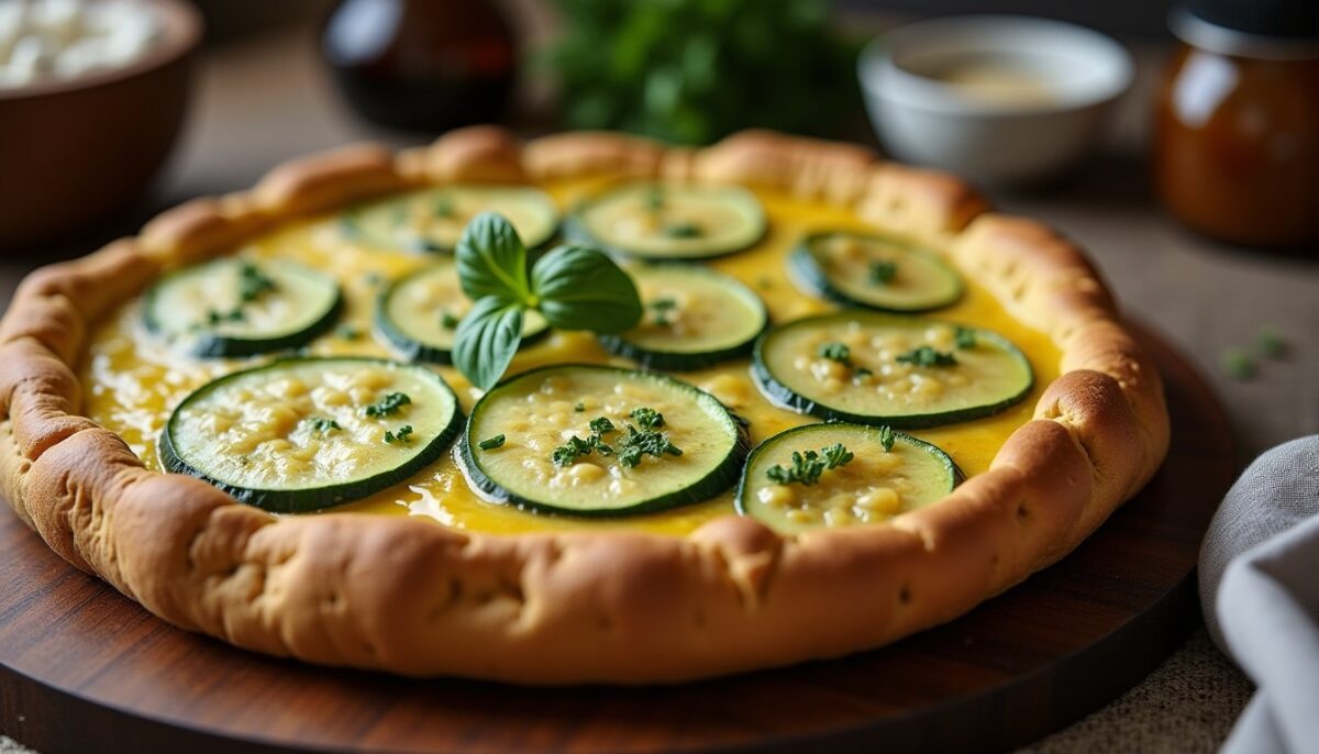 Délicieuse quiche légère aux courgettes et oignons sans pâte