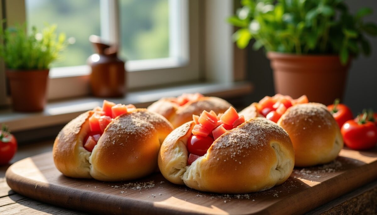 Délicieux petits pains garnis à la tomate et au thon