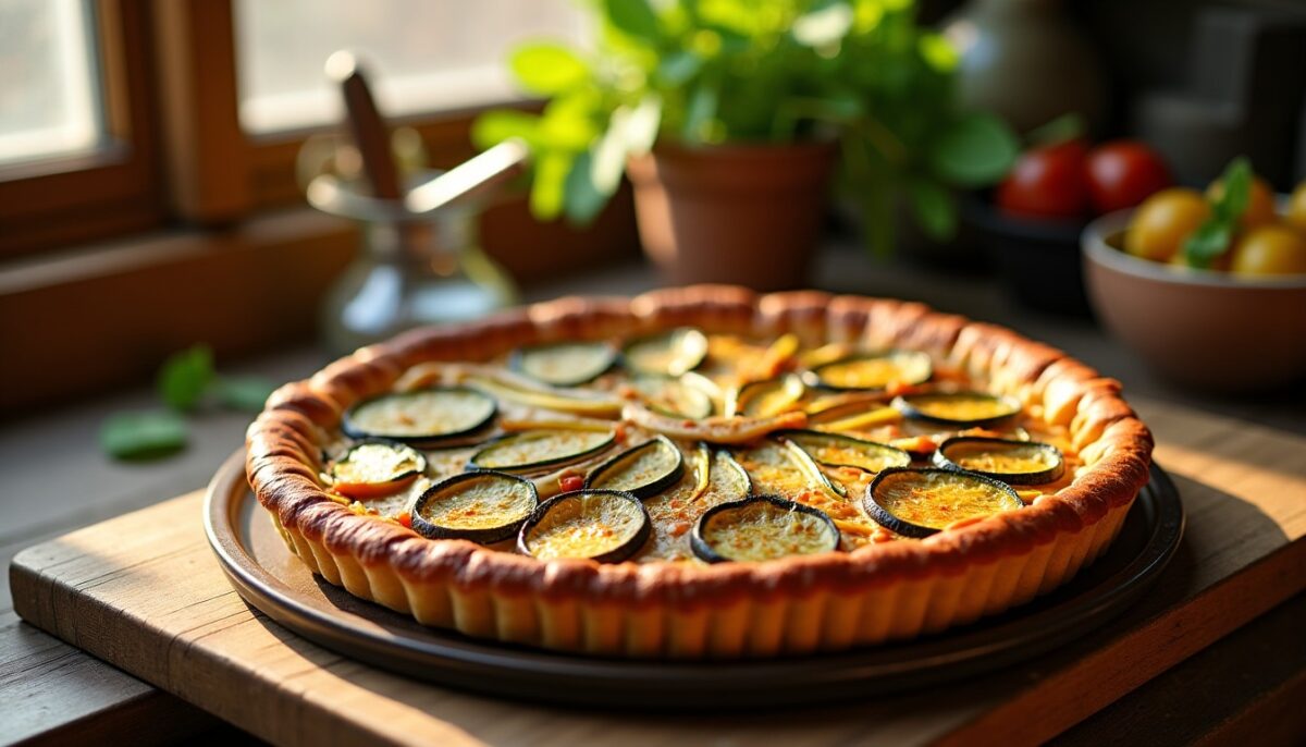 Tarte légère aux saveurs d'aubergine et courgette