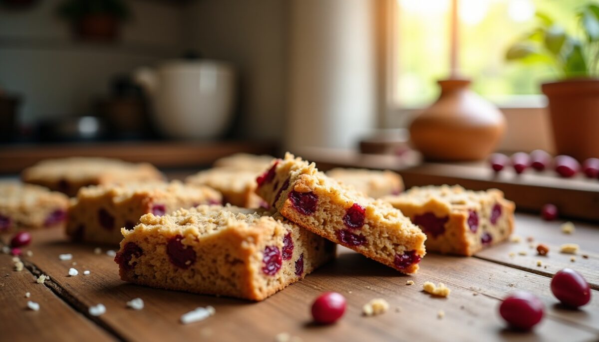 Barres de cookies à la noix de coco et cranberries sans beurre : une recette saine et gourmande
