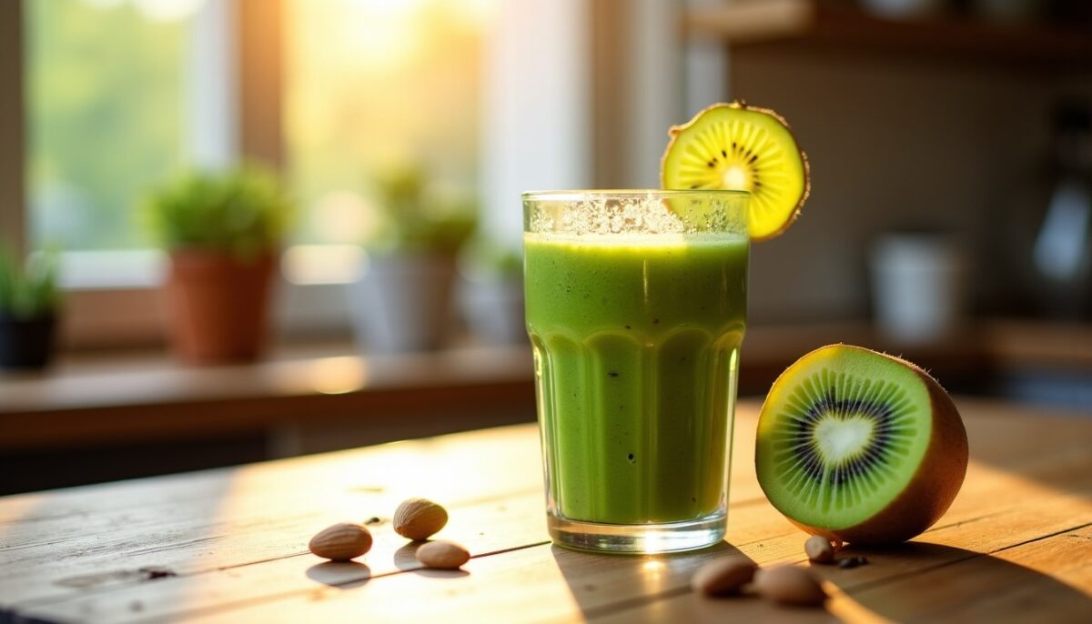 Délice fruité : smoothie revitalisant pomme, kiwi et amande