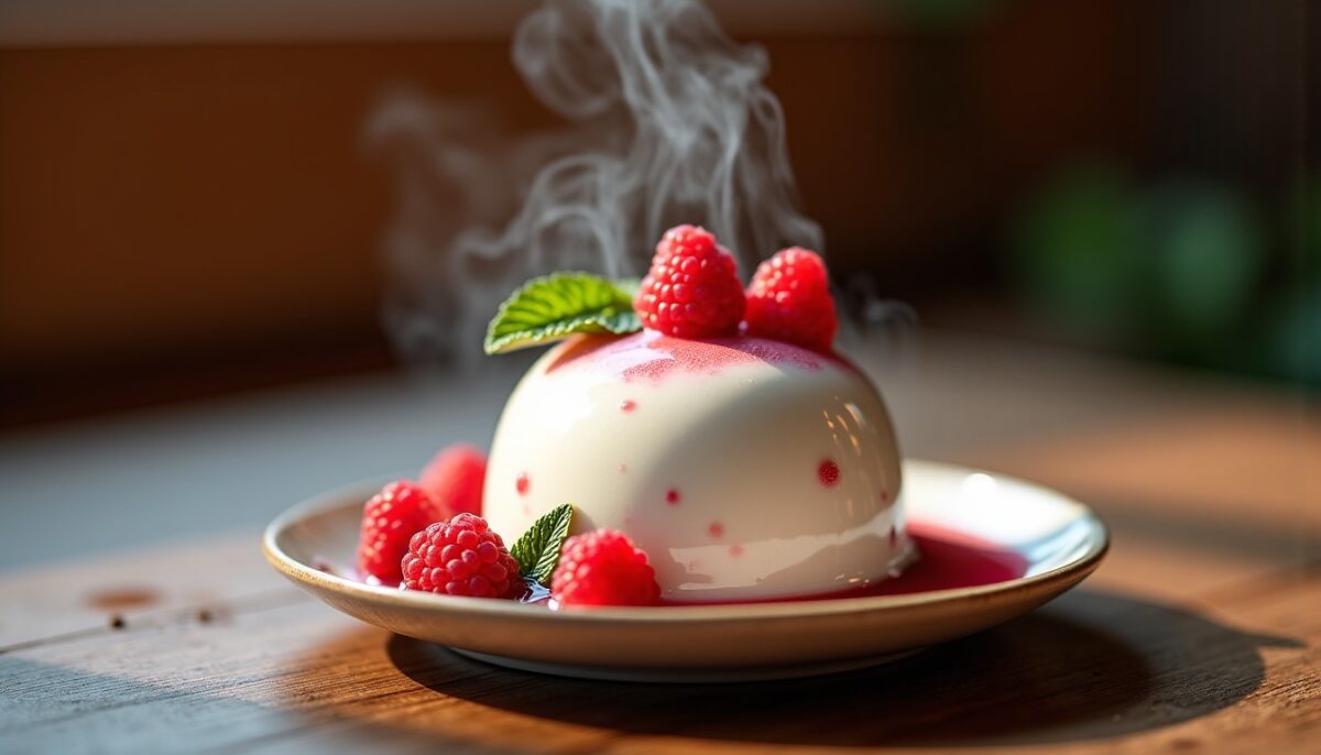 Délice Voilé : Crème Vapeur Infusée aux Fruits Rouges et Thé