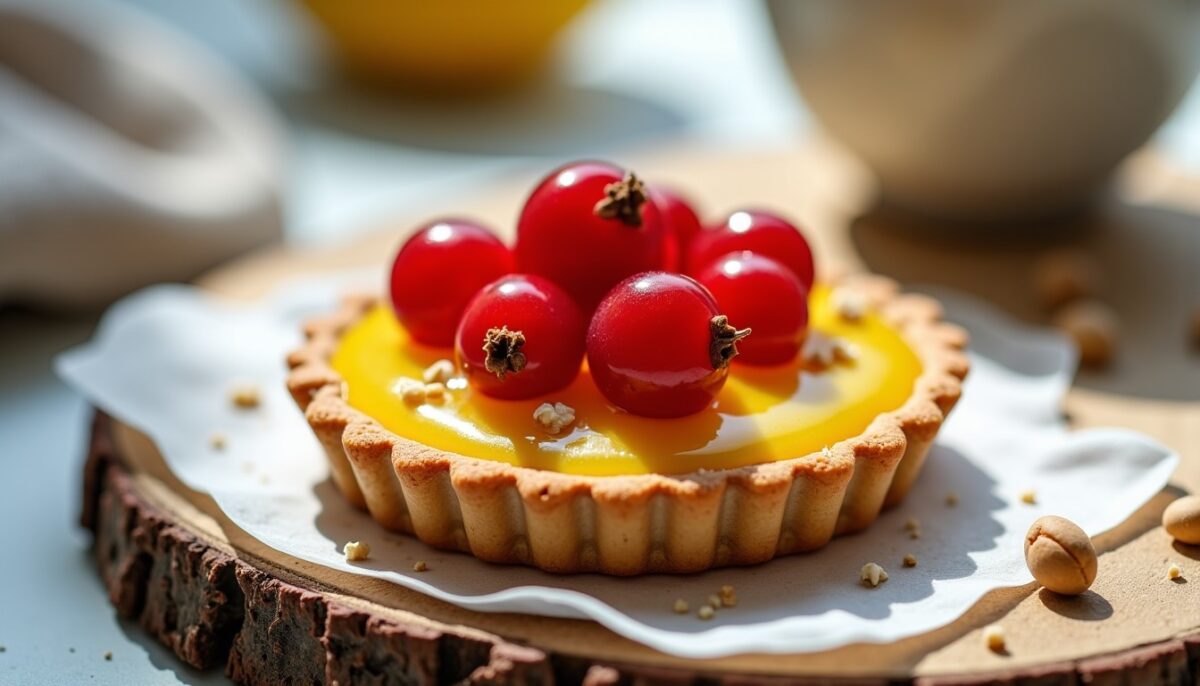 Délicieuse tartelette citron, groseille et noisette : une recette gourmande sans œufs