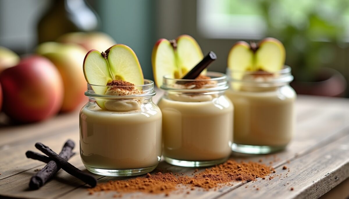Délices onctueux : Crèmes à la pomme parfumées à la vanille