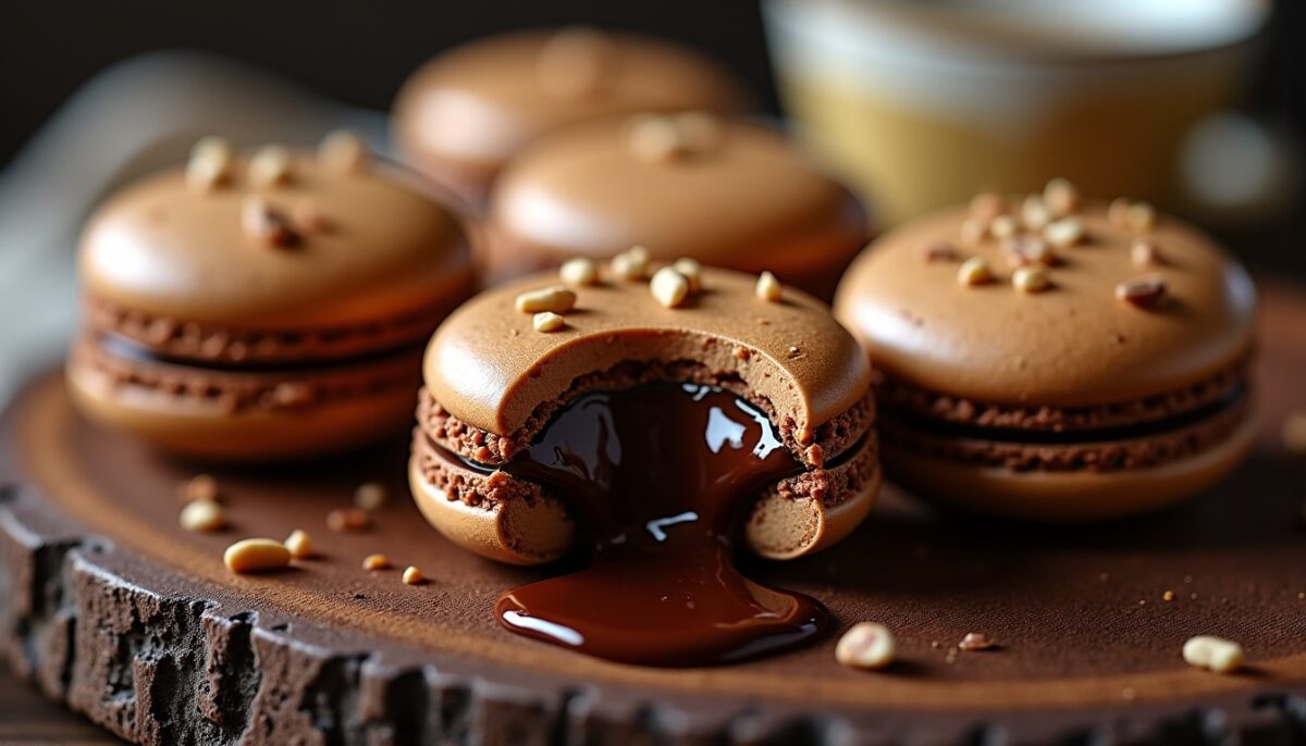 Délice croquant : macarons noisette au cœur fondant de chocolat