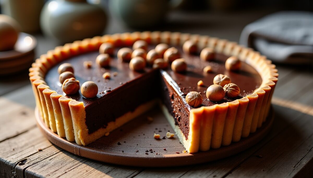 Délice fondant : la tarte chocolat-noisette à savourer
